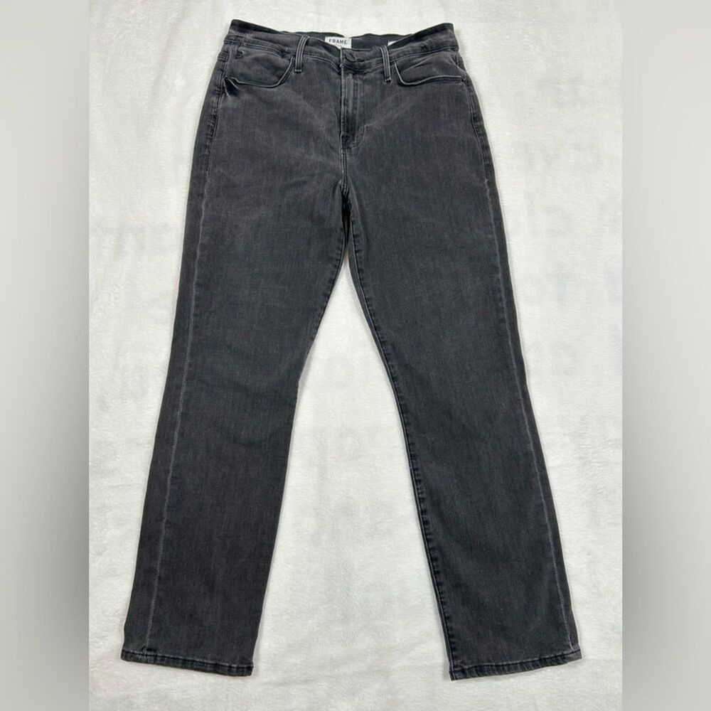 Frame Le High Straight Leg Jeans Women’s Size 27 Charcoal Wash Cropped Designer